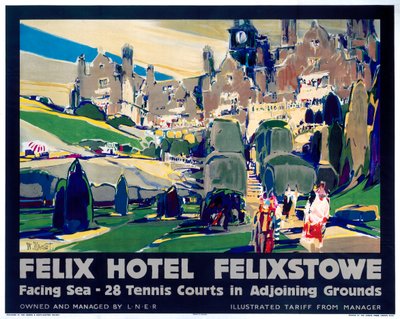 Felix Hotel, Felixstowe, poster pubblicitario della London and North Eastern Railway (1928) da William Walcot